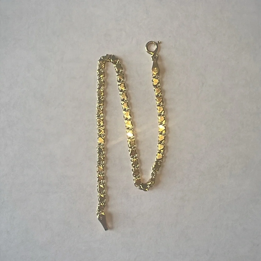 Solid Stamped 14K Yellow Gold Love Hearts Link Bracelet - Picture 11 of 12